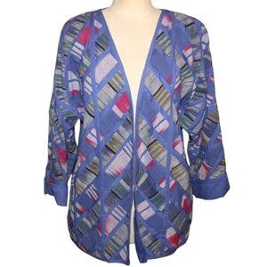 YAK MAGIK Patchwork Cardigan Sz Small Quilted Boho Jacket Blazer Lightweight